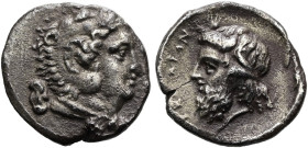 SIZILIEN. GELA. Litra ø 10mm (0.66g). 339 - 310 v. Chr. Vs.: Kopf des Herakles im Löwenfell n. r., dahinter Astragal. Rs.: ΓΕΛΩΙΩΝ, Kopf des Gelas mit...