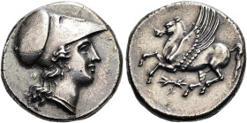 SIZILIEN. SYRAKUS. Agathokles, 317 - 289 v. Chr. Stater ø 21mm (6.75g). 304 - 289 v. Chr. Vs.: Kopf der Athena mit korinthischem Helm n. r., dahinter ...