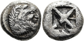 THRAKIEN. DIKAIA. Stater ø 18mm (9.44g). 515 - 480 v. Chr. Vs.: Kopf des bärtigen Herakles im Löwenfell n. r. Rs.: Quadratum incusum mit sechs Feldern...