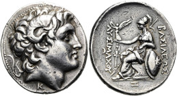 THRAKISCHE KÖNIGE UND DYNASTEN. Lysimachos, 305 - 281 v. Chr. Tetradrachme ø 30mm (17.26g). 287/6 - 282 v. Chr. Mzst.Pergamon. Vs.: Kopf Alexanders de...