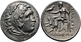 THRAKISCHE KÖNIGE UND DYNASTEN. Lysimachos, 305 - 281 v. Chr. Drachme ø 18mm (4.09g). 305 - 297 v. Chr. Mzst.Magnesia am Mäander. Vs.: Kopf des Herakl...