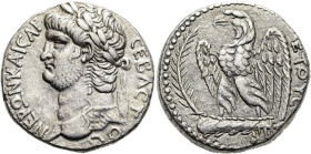 NÖRDLICHE LEVANTE. ANTIOCHIA AM ORONTES. Nero, 54 - 68 n. Chr. Tetradrachme ø 26mm (15.42g). 65 - 66 n. Chr. Vs.: ΝΕΡΩΝ ΚΑΙCΑΠ Χ1EBACT-OC, Büste mit L...