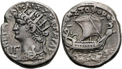 NORDAFRIKA. ALEXANDRIA. Nero, 54 - 68 n. Chr. Billon-Tetradrachme ø 27mm (13.56g). 66 - 67 n. Chr. Vs.: ΝΕΡΩ ΚΛΑΥ ΚΑΙΣ ΣΕΒ ΓΕΡ ΑΥ, Büste mit Aegis u. ...