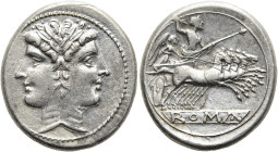 ANONYME PRÄGUNGEN, 280 - 211 V. CHR. Anonym, 225 - 212 v. Chr. Didrachme ø 22mm (6.71g). Mzst.Rom. Vs.: Januskopf mit Lorbeerkranz. Rs.: Jupiter mit l...