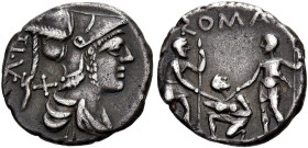 RÖMISCHE REPUBLIK NACH 211 V. CHR. Ti. Veturius, 137 v. Chr. Denar ø 18mm (3.73g). Mzst.Rom. Vs.: Kopf des Mars n. r., dahinter X u. TI VE (in Ligatur...