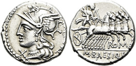 RÖMISCHE REPUBLIK NACH 211 V. CHR. M. Baebius Tampilus, 137 v. Chr. Denar ø 18mm (3.94g). Mzst.Rom. Vs.: TAMPIL, Kopf der Roma mit Collier n. l., davo...