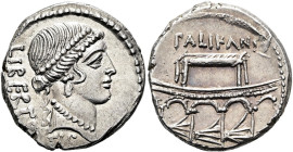 RÖMISCHE REPUBLIK NACH 211 V. CHR. Lollius Palicanus, 45 v. Chr. Denar ø 18mm (4.04g). Mzst.Rom. Vs.: LIBERTA[TIS], Kopf der Libertas mit Diadem n. r....