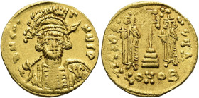 Constantinus IV. Pogonatus, 668 - 685 n. Chr. Solidus ø 20mm (4.47g). 674 - 681 n. Chr. Mzst.Konstantinopel. Vs.: d N CON-A-NVS P, bärtige Panzerbüste...