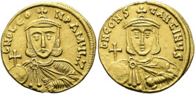 Leo III. der Isaurier, 717 - 741 n. Chr. Solidus ø 20mm (4.39g). 735 - 740 n. Chr. Mzst.Konstantinopel. Vs.: c N O LEO-N PA MVL Z, Büste von Leo III. ...