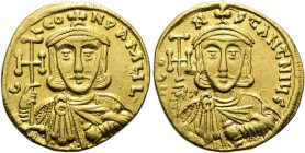 Constantin V. Copronymus, 741 - 775 n. Chr. Solidus ø 20mm (4.49g). 742 - 745 n. Chr. Mzst.Konstantinopel. Vs.: C LEO-N PA MVL - , bärtige Büste von L...