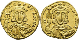 Constantin V. Copronymus, 741 - 775 n. Chr. Solidus ø 20mm (4.38g). 745 - 750 n. Chr. Mzst.Konstantinopel. Vs.: d LE-ON PA MVL, bärtige Büste von Leo ...