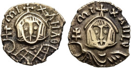 Michael III. Methystes, 842 - 867 n. Chr. Semissis mit geringem Goldgehalt ø 14mm (1.50g). 842 - 856 n. Chr. Mzst.Syrakus. Vs.: mI-XAHΛ Θ, bärtige Büs...