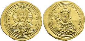 Constantin VIII., 1025 - 1028 n. Chr. Histamenon ø 26mm (4.41g). Mzst.Konstantinopel. Vs.: + IhS XIS REX REGNANTInm, Christusbüste mit Kodex. Rs.: + C...