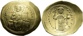 Konstantin X. Doukas, 1059 - 1067 n. Chr. Histamenon ø 28mm (4.43g). Mzst.Konstantinopel. Vs.: + IhS XIS REX REGNANTInm, thronender Christus mit Kodex...