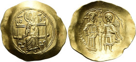 Isaak II. Angelos, 1185 - 1195 n. Chr. Hyperpyron ø 30mm (4.44g). Mzst.Konstantinopel. Vs.: MHP - ΘV, thronende Theotokos Nikopoios. Rs.: ICAAKIOC ΔΕΣ...