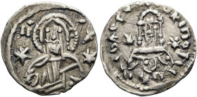 RESTAURIERTES REICH. Johannes V. Palaiologos, 1341 - 1397 n. Chr. 1/8 Stavraton ø 15mm (1.07g). 1367 - 1376 n. Chr. Mzst.Konstantinopel. Vs.: IC - XC,...