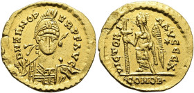 OSTGOTEN. Odoaker im Namen des Kaisers Zeno, 476 - 493 n. Chr. Solidus ø 21mm (4.45g). Mzst.Rom. Vs.: D N ZENO P-ERP F AVG, Panzerbüste, Kopf leicht n...