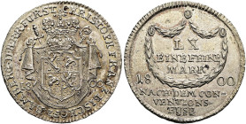 BAMBERG. Bistum. Christoph Franz von Busek, 1795 - 1802. 1/4 Konventionstaler (20 Kreuzer) ø 27mm (6.69g). 1800, Nürnberg. Von Fürstenhut bedeckter Wa...