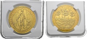 BAYERN. Maximilian I., 1598 - 1651. 5 Dukaten 1640, München. Auf die Neubefestigung der Stadt München. MAXIMIL : COM : PAL : RH : VT : BA : DVX . S : ...