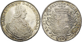 EICHSTÄTT, BISTUM. Raimund Anton von Strasoldo, 1757 - 1781. 30 Kreuzer (1/4 Konventionstaler) ø 28mm (7.05g). 1764, Nürnberg. Brustbild in geistliche...