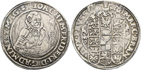 MAGDEBURG, Erzbistum. Joachim Friedrich von Brandenburg, 1566 - 1598. Reichstaler ø 41mm (28.97g). 1597 GM, Halle. Geharnischtes Brustbild mit Mühlste...