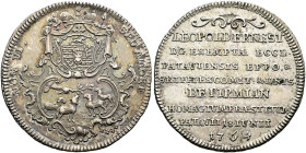 PASSAU, Bistum. Leopold Ernst von Firmian, 1763 - 1783. 1/4 Konventionstaler (Silberner Jeton) ø 28mm (7.01g). 1764, Regensburg. Auf seine Huldigung. ...