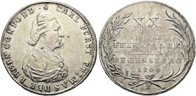 REGENSBURG, Bistum. Carl Theodor von Dalberg, 1804-1810. 1/2 Konventionstaler ø 32mm (14.02g). 1809 B, Regensburg. Drapiertes Brustbild in geistlichem...
