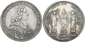 WÜRZBURG, BISTUM. Johann Philipp II. Greiffenklau von Vollraths, 1699 - 1719. Reichstaler ø 40mm (28.84g). 1702 (Jahreszahl im Chronogramm), Würzburg ...