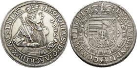 HABSBURGER BIS 1866. Erzherzog Leopold V., 1619 - 1632. Reichstaler ø 41mm (28.67g). 1632, Hall. Geharnischtes Hüftbild mit geschultertem Zepter nach ...