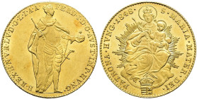 HABSBURGER BIS 1866. Ferdinand, 1835 - 1848. Dukat ø 20mm (3.48g). 1848, Kremnitz. Für Ungarn. Variante mit lateinischer Umschrift. Stehender Kaiser i...