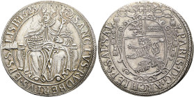 GEISTLICHKEIT. SALZBURG, ERZBISTUM. Paris von Lodron, 1619-1653. Reichstaler ø 38mm (28.15g). 1623, Salzburg. Heiliger Rudbertus mit Salzfass und Krum...