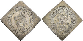 GEISTLICHKEIT. SALZBURG, ERZBISTUM. Paris von Lodron, 1619-1653. 1/4 Talerklippe (7.21g). 1652, Salzburg. Heiliger Rudbertus mit Salzfass und Krummsta...