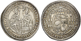 GEISTLICHKEIT. SALZBURG, ERZBISTUM. Maximilian Gandolf von Küenburg, 1668-1687. 1/2 Reichstaler ø 34mm (14.21g). 1668, Salzburg. Heiliger Rudbertus mi...