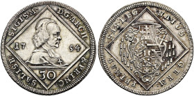 GEISTLICHKEIT. SALZBURG, ERZBISTUM. Sigismund III. von Schrattenbach, 1753-1771. 30 Kreuzer (1/4 Konventionstaler) ø 29mm (6.97g). 1754, Salzburg. Bru...