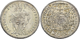 GEISTLICHKEIT. SALZBURG, ERZBISTUM. Sigismund III. von Schrattenbach, 1753-1771. 17 Kreuzer ø 28mm (6.09g). 1754, Salzburg. Heiliger Rudbertus mit Sal...