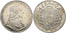 GEISTLICHKEIT. SALZBURG, ERZBISTUM. Hieronymus von Colloredo, 1772 - 1803. 1/2 Konventionstaler ø 32mm (14.11g). 1792 M, Salzburg. Brustbild in geistl...