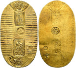 JAPAN. Manen-Ära, 1859 - 1860. AV Koban (1 Ryo) (3.31g). o.J. (1860-1867), Edo (Tokio). Ichi Ryo in Hanji und Mitsutsugu in Hanji, jeweils in rechteck...