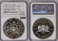 YEMEN Arab Republic (1962-1990) 10 Rials 1975 (1395) Montreal Olympics silver. Gr. 36,00. KM 16; Schon 140. Mintage 4.000. NGC PF70 Ultra Cameo (n.588...
