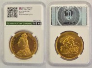 GREAT BRITAIN Queen Victoria (1837-1901) 5 Pounds 1887 Jubilee Head gold. Gr. 39,94. Spink 3864; Marsh F30; Mintage 54.641. London Mint. CCG MS63 (n.A...