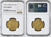 GREAT BRITAIN Edward VII (1901-1910) 2 Pounds 1902 gold. Gr. 15,96. Spink 3968; Marsh T41. Mintage 8.066. London Mint. NGC PF62 Matte (n.8218045-001)
