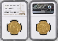 GREAT BRITAIN Edward VII (1901-1910) 2 Pounds 1902 gold. Gr. 15,96. Spink 3968; Marsh T41. Mintage 8.066. London Mint. NGC PF63 Matte (n.6638759-013)