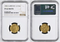 GREAT BRITAIN Edward VII (1901-1910) Half Sovereign 1902 gold. Gr. 3,99. Spink 3974A; Marsh 505A. Mintage unknown. London Mint. NGC PF62 Matte (n.8218...