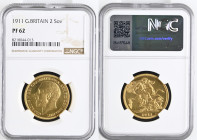 GREAT BRITAIN King George V (1910-1936) 2 Pounds 1911 gold. Gr. 15,96. Spink 3995; Marsh T44. Mintage 2.812. London Mint. NGC PF62 (n.8218044-013)
