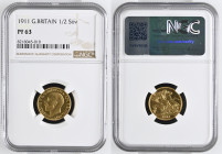 GREAT BRITAIN King George V (1910-1936) Half Sovereign 1911 gold. Gr. 3,99. Spink 4006; Marsh 526A. Mintage 3.764. London Mint. NGC PF63 (n.8218045-01...