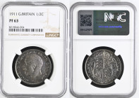 GREAT BRITAIN King George V (1910-1936) Half Crown 1911 silver. Gr. 14,14. KM 818.1; Spink 4011. Mintage 6.000. London Mint. NGC PF63 (n.8218046-004)