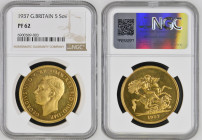 GREAT BRITAIN King George VI (1936-1952) 5 Pounds 1937 gold. Gr. 39,94. Spink 4074; Marsh F40. Mintage 5.501. London Mint. NGC PF62 (n.6900589-003)