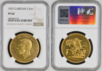 GREAT BRITAIN King George VI (1936-1952) 5 Pounds 1937 gold. Gr. 39,94. Spink 4074; Marsh F40. Mintage 5.501. London Mint. NGC PF62 (n.6900589-010)