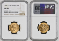 GREAT BRITAIN Queen Elizabeth II (1952-2022) Sovereign 1967 gold. Gr. 7,98. Spink 4125; Marsh 305. Mintage 5.000.000. London Mint. NGC MS66 (n.6770521...