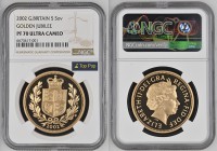 GREAT BRITAIN Queen Elizabeth II (1952-2022) 5 Pounds 2002 Golden Jubilee gold. Gr. 39,94. Spink SE9; Marsh F80. Mintage 3.000. London Mint. NGC PF70 ...