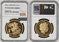 GREAT BRITAIN Queen Elizabeth II (1952-2022) 5 Pounds 2003 gold. Gr. 39,94. Spink SE7; Marsh F82. Mintage 2.050. London Mint. NGC PF70 Ultra Cameo (n....
